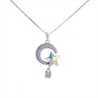 Platinával bevont hold nyaklánc színjátszó Swarovski kristálycsillaggal (0240.)