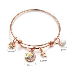   Rózsaarannyal bevont, csillag + hold karperec színjátszó Swarovski kristályokkal (0395.)