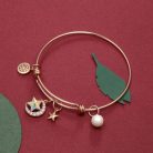 Rózsaarannyal bevont, csillag + hold karperec színjátszó Swarovski kristályokkal (0395.)