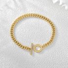 Arannyal bevont elegáns kis méretű karkötő áttetsző cirkónia kristályokkal (0594.)