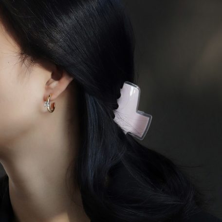 Arannyal bevont  nyitott karika fülbevaló szimulált gyémánttal (0891.)