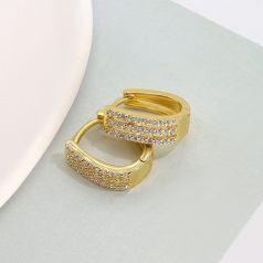   Arannyal bevont fülbevaló áttetsző CZ kristályokkal (0742.)