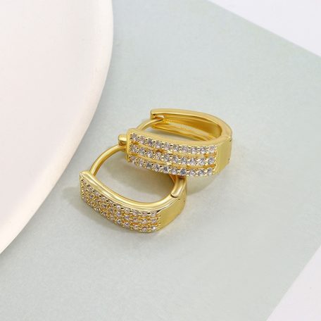 Arannyal bevont fülbevaló áttetsző CZ kristályokkal (0742.)