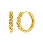 Arannyal bevont 1,7  cm-es kis karika fülbevaló áttetsző CZ kristályokkal (0696.)