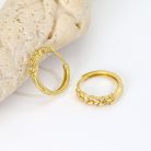 Arannyal bevont 1,7  cm-es kis karika fülbevaló áttetsző CZ kristályokkal (0696.)