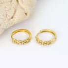 Arannyal bevont 1,7  cm-es kis karika fülbevaló áttetsző CZ kristályokkal (0696.)