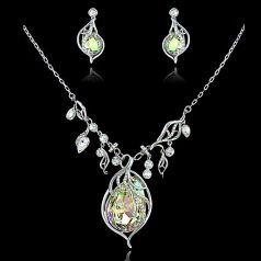   Leveles esküvői/alkalmi luxus ékszerszett színjátszó és áttetsző Swarovski kristályokkal (0036.)