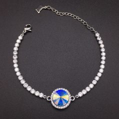   Platinával bevont állítható karkötő színjátszó kör Swarovski kristállyal (1253.)
