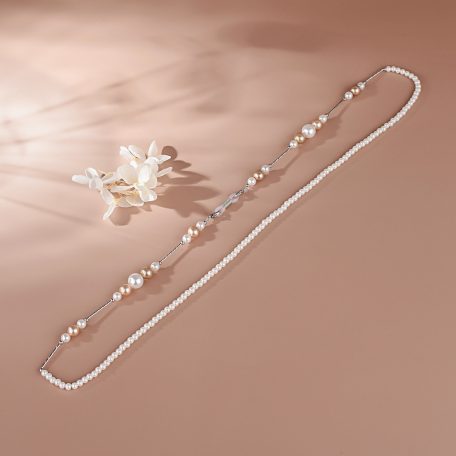 Platinával bevont szemüveg-/napszemüveg-tartó lánc szimulált gyöngyökkel  (0504.)