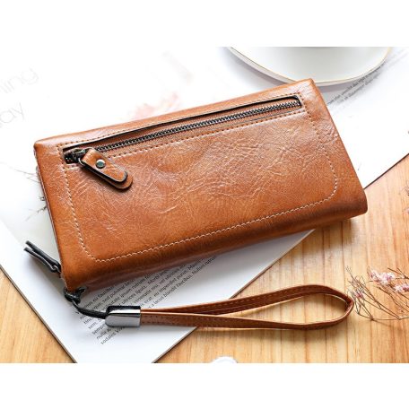 Barna színű női pénztárca cipzáras  díszítéssel (0097.)