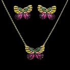 Arannyal bevont pillangó ékszerszett színes cirkónia kristályokkal (0050.)