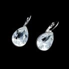 Platinával bevont csepp fülbevaló áttetsző Swarovski kristályokkal (0153.)