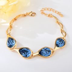   Arannyal bevont exkluzív karkötő sötétkék Swarovski kristályokkal (0495.)