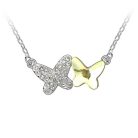 Platinával bevont pillangó nyaklánc sárga és áttetsző Swarovski kristályokkal (0334.)