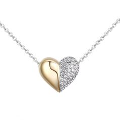   Arannyal és ródiummal bevont kis szív nyaklánc áttetsző egyedi kristályokkal (0214.)