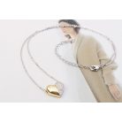 Arannyal és ródiummal bevont kis szív nyaklánc áttetsző egyedi kristályokkal (0214.)