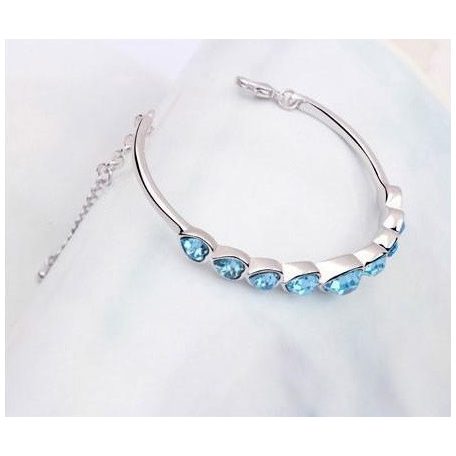 Szívfűzér karkötő kék színű Swarovski kristályokkal (1420.)