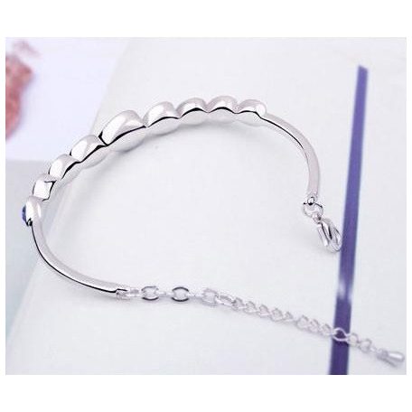 Szívfűzér karkötő kék színű Swarovski kristályokkal (1420.)