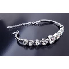   Szívfűzér karkötő áttetsző Swarovski kristállyal (0581.)