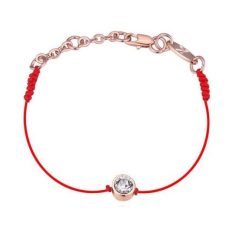   Vörös fonalas kabbala karkötő rózsaarany bevonattal, ausztriai kristályos díszítéssel (0793.)