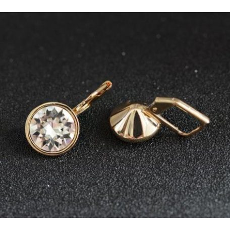 Arannyal bevont akasztós fülbevaló áttetsző ausztriai kristályokkal (0641.)