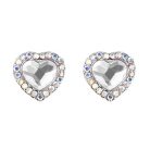 Kis méretű szív fülbevaló áttetsző-színjátszó Swarovski kristállyal (0264.)