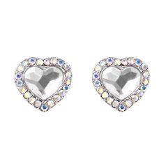   Kis méretű szív fülbevaló áttetsző-színjátszó Swarovski kristállyal (0264.)