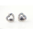 Kis méretű szív fülbevaló áttetsző-színjátszó Swarovski kristállyal (0264.)