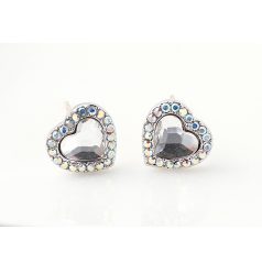   Kis méretű szív fülbevaló áttetsző-színjátszó Swarovski kristállyal (0264.)