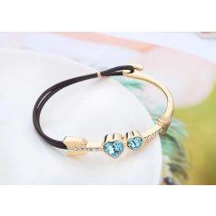   Arannyal bevont Ámor nyíla karkötő türkizkék Swarovski kristállyal (0048.)