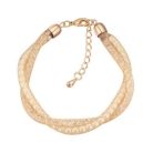 Arannyal bevont rácsos karkötő egyedi kristályokkal, szimulált gyöngyökkel (0916.)