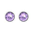 Ródiummal bevont "pötty" fülbevaló világoslila Swarovski kristállyal (0,7 cm-es) (0017.)