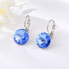   Platinával bevont kör fülbevaló égszínkék Swarovski kristállyal (0932.)