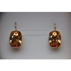  Arannyal bevont téglalap fülbevaló pezsgőszínű Swarovski kristállyal (0086.)
