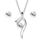 18k fehérarannyal bevont csavart medálos ékszerszett áttetsző Swarovski kristállyal (0073.)