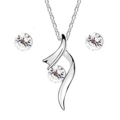   18k fehérarannyal bevont csavart medálos ékszerszett áttetsző Swarovski kristállyal (0073.)