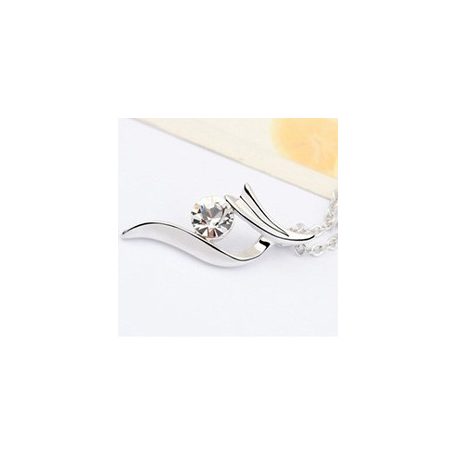 18k fehérarannyal bevont csavart medálos ékszerszett áttetsző Swarovski kristállyal (0073.)