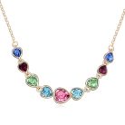 Arany színű szívfűzér nyaklánc színes Swarovski kristályokkal (1435.)