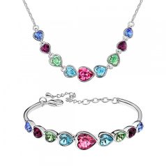   Szívfűzér ékszerszett színes Swarovski kristályokkal (1254.)