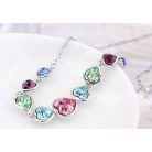 Szívfűzér nyaklánc színes Swarovski kristályokkal (1252.)