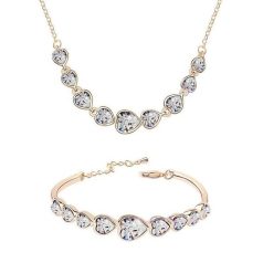   Arany színű szívfűzér ékszerszett áttetsző Swarovski kristályokkal (1677.)