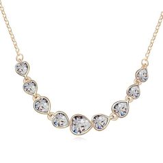   Arany színű szívfűzér ékszerszett áttetsző Swarovski kristályokkal (1677.)