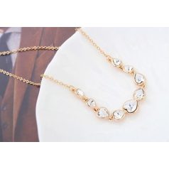  Arany színű szívfűzér nyaklánc áttetsző Swarovski kristállyal (1676.)