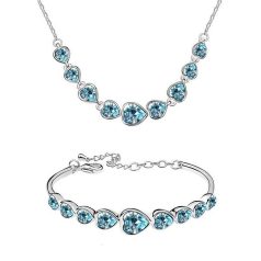   Szívfűzér ékszerszett  kék színű Swarovski krstályokkal (1326.)