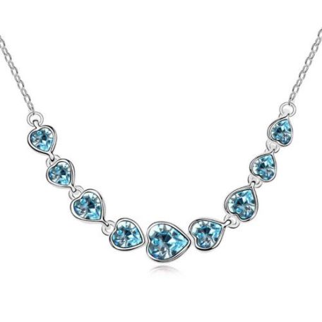 Szívfűzér ékszerszett  kék színű Swarovski krstályokkal (1326.)