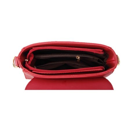 Kis méretű, bordópiros női táska pomponos dísszel (0805.)