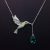Platinával bevont kolibri nyaklánc zöld színű Swarovski kristállyal (0063.)