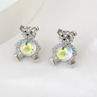 Platinával bevont maci szett ( nyaklánc, fülbevaló, gyűrű) színjátszó gömb alakú Swarovski kristállyal (0424.)