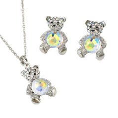   Platinával bevont maci szett színjátszó gömb alakú Swarovski kristállyal (0489.)