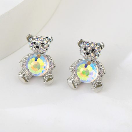 Platinával bevont maci szett színjátszó gömb alakú Swarovski kristállyal (0489.)